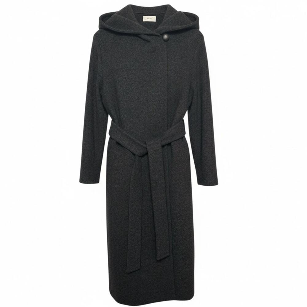 The Row Riona Coat Oversized Hooded XS Anthracite Grey Virgin Wool + Cashmere